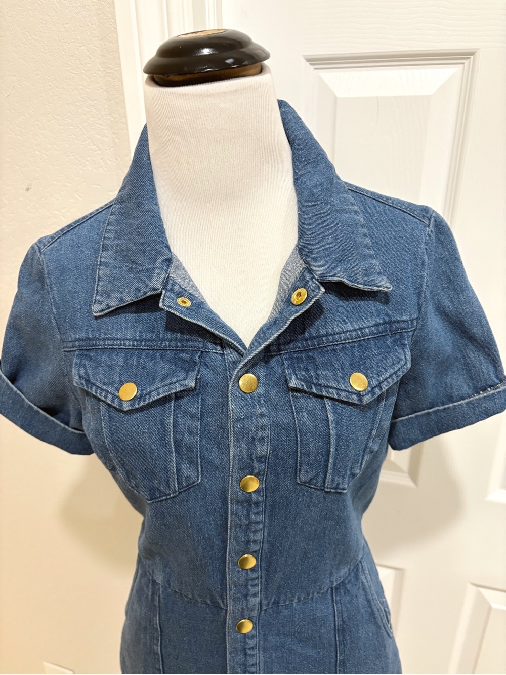 Alexia Admore Denim Button-Front Jean Denim Romina Shirt Dress Small - Picture 3 of 7